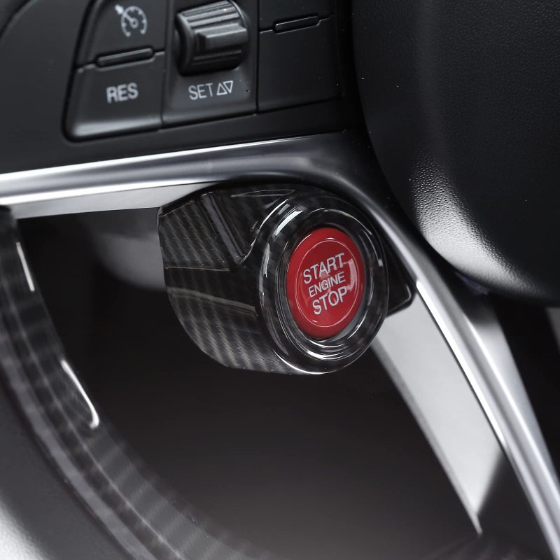 TOYCIDFG Car Engine Start Stop Button Frame Cover Trim for Alfa Romeo Stelvio 2017-2018/Giulia 2016-2018 Auto Accessories (Carbon Fiber Pattern) - Image 3